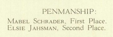 Mabel Schrader - Penmanship - First Place
