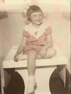 Portrait of Nancy taken in breakfast nook during Depression - West Allis