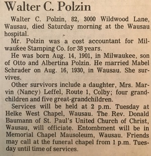 Walter C. Polzin Obituary